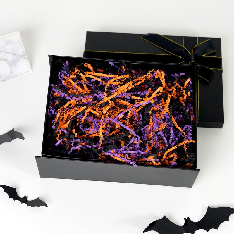 Bobobag - 1LB Halloween Crinkle Cut Paper Shred Filler Recyclable Gift Wrap confetti Raffia Grass Shred Paper for Gift Wrapping Basket Filling Box Filling Party Decor (Black/Orange/Purple) - Image 4